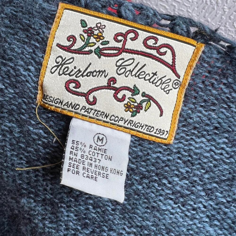 Vintage‎ 1997 Heirloom Collectibles Blue Cardigan Sweater Mushroom Embroidery - Picture 8 of 8